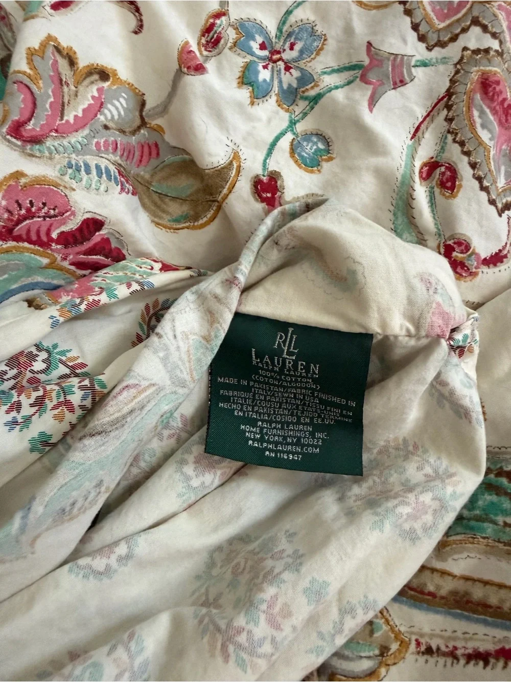 Ralph Lauren Antigua Paisley Floral Reversible Full/Queen Duvet Cover